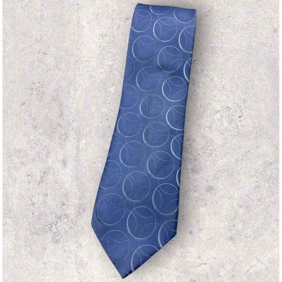 CANALI Silk Tie ITALY Blue Geometric W:3.5" EUC - Picture 1 of 5